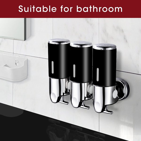 3 Bottles Bathroom Shower Soap Dispenser Shampoo Gel Pump Wall 1500ml Black Carousel 2