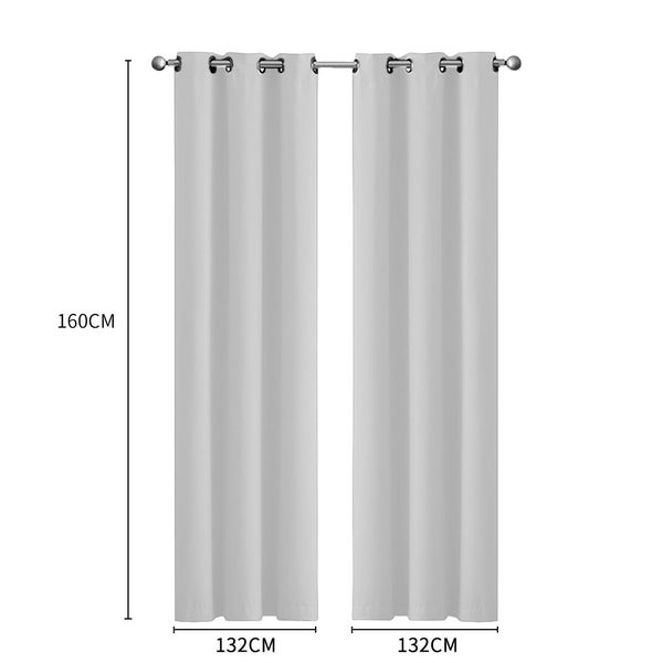 2x Blockout Curtains Panels 3 Layers Eyelet Room Darkening 132x160cm Grey Carousel 10