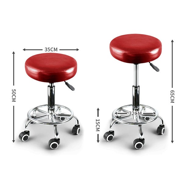 Levede Salon Stool Swivel Barber Stools Bar Chairs Lift Hairdressing Round Red Carousel 10