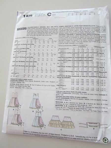 McCall's 6686 - Girls dresses, belt & petticoats - sizes 2, 3, 4, 5 years Carousel 2