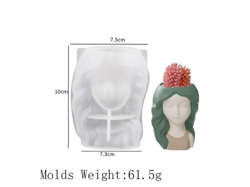 Cute Girl Flower Pot Silicone Mold DIY Sleeping Beauty Vase Storage Box Mould Carousel 1