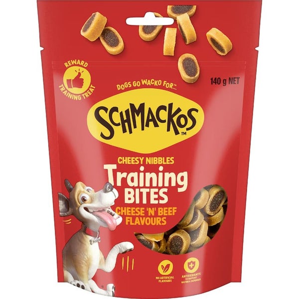 Schmackos Cheesy Nibbles Dog Treats Training Bites Cheese & Beef 140g Carousel 1