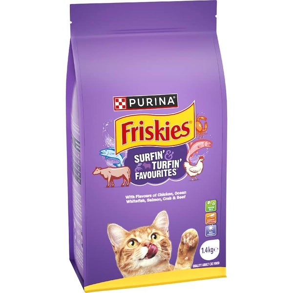 Friskies Dry Cat Food Surfin' & Turfin' Favourites Bag 1.4kg Carousel 1