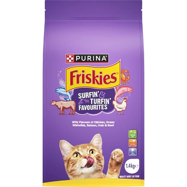 Friskies Dry Cat Food Surfin' & Turfin' Favourites Bag 1.4kg Carousel 2