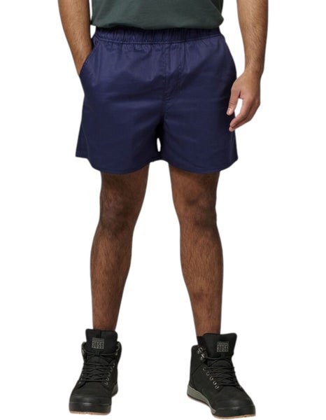 Mens Hard Yakka Elastic Waist Short Navy Cotton Work Wear Carousel 1
