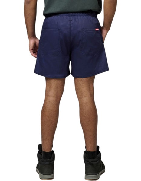 Mens Hard Yakka Elastic Waist Short Navy Cotton Work Wear Carousel 2