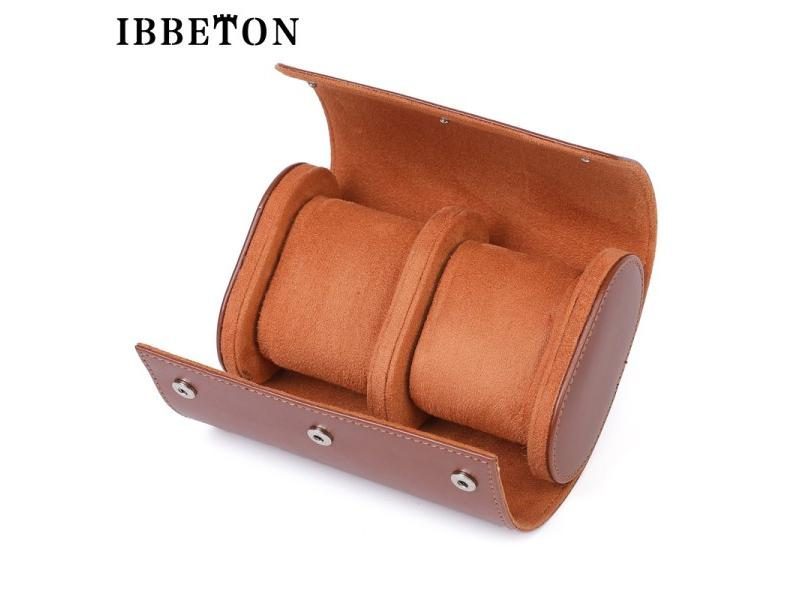 IBBETON 3-Slot Watch Roll Travel Case Portable Vintage Leather Watch Display Carousel 1