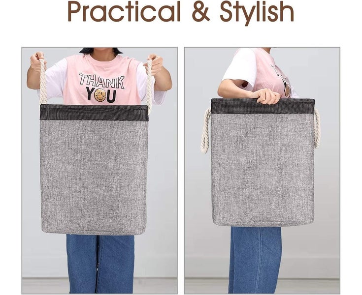 Laundry Basket with Handles & Brackets Hamper for Kid Girl Collapsible Washin Carousel 5