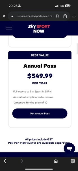 Sky Sport Now Annual subscription Carousel 1