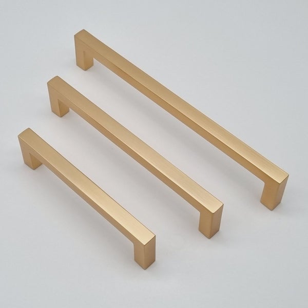 Brushed Brass Slim Square Bar Handles [96mm, 128mm, 160mm + Matching Knobs] Carousel 8