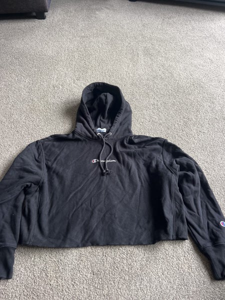 Champion Black Cropped Hoodie Carousel 1