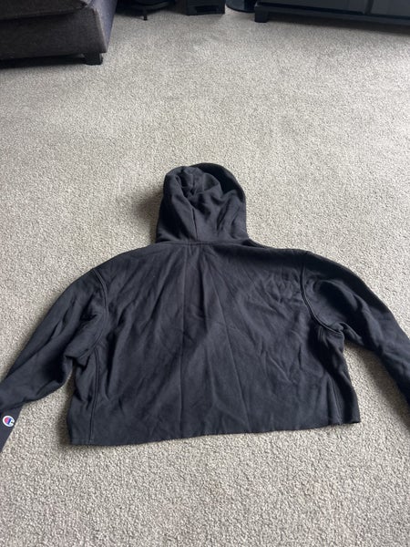 Champion Black Cropped Hoodie Carousel 3