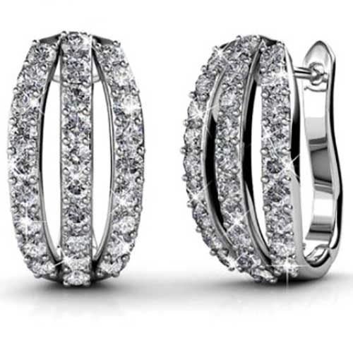 18K White Gold Crystal Huggie Earrings "Kathleen" Carousel 1