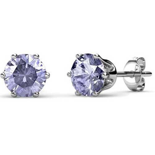 18K White Gold Crystal Stud Earrings "Alexandra" (Pale Blue) Carousel 1