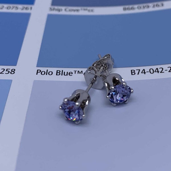 18K White Gold Crystal Stud Earrings "Alexandra" (Pale Blue) Carousel 2