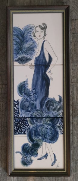 Stunning Art Deco Lady Framed Tiles by Penny Madden Carousel 1