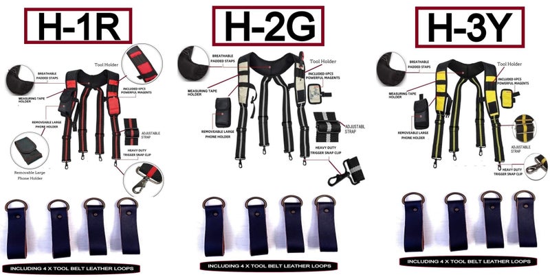 TOOL BELT-LEATHER DOUBLE POUCH TOOL BELT SLIDABLE ON BELT + SUSPENDER/HARNESS Carousel 2