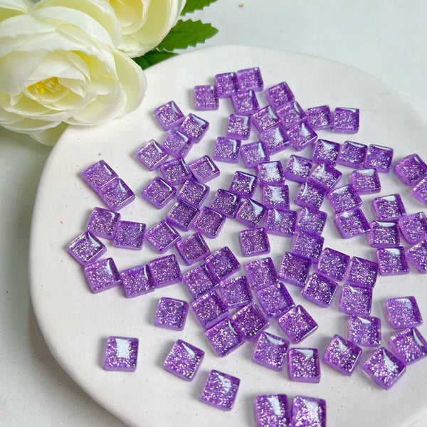 50pcs Mixed Color Mosaic Tiles Shine Stained Glass Bulk Assorted Shapes Glitter Carousel 1