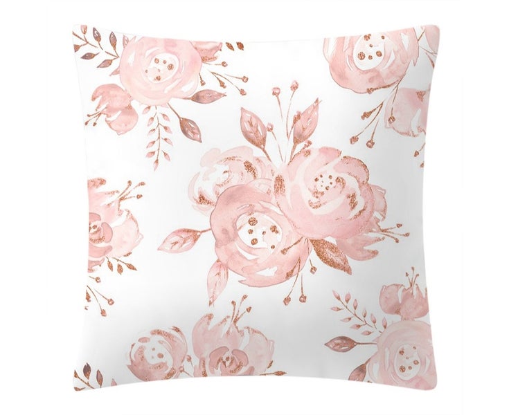 45x45cm Square Throw Pillow Rose Gold Pillow Cover English Alphabet Cushion Carousel 1