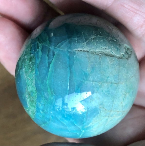 CHRYSOCOLLA SHPERE 48mm diameter, display specimen Carousel 16