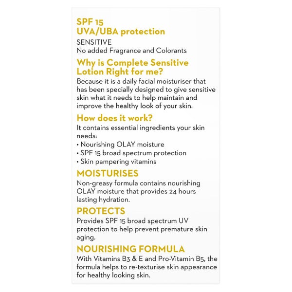 Olay(R) Complete UV Protection Moisture Lotion Sensitive Spf 15 150 Ml Carousel 2
