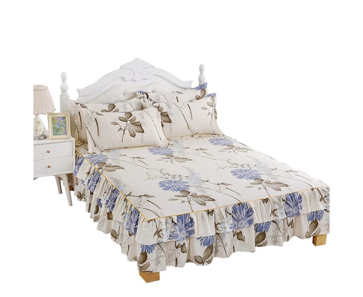 3pcs/set Ruffle-pleated Bed Skirt Bed Sheet Pillow Cases Breathable Bedding S Carousel 1