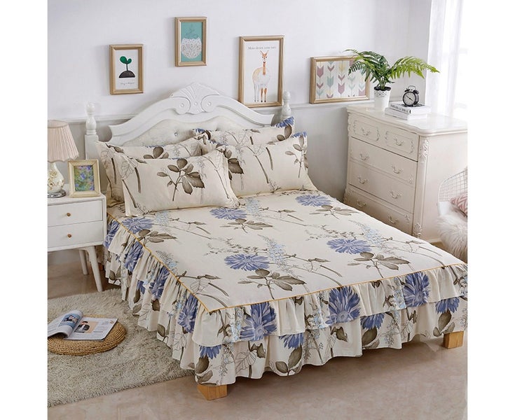 3pcs/set Ruffle-pleated Bed Skirt Bed Sheet Pillow Cases Breathable Bedding S Carousel 2