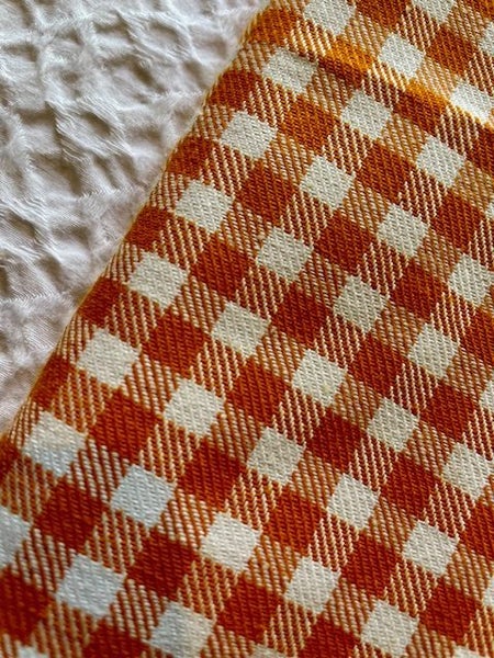A piece of gorgeous ORANGE Check Furnishing Cotton Carousel 1