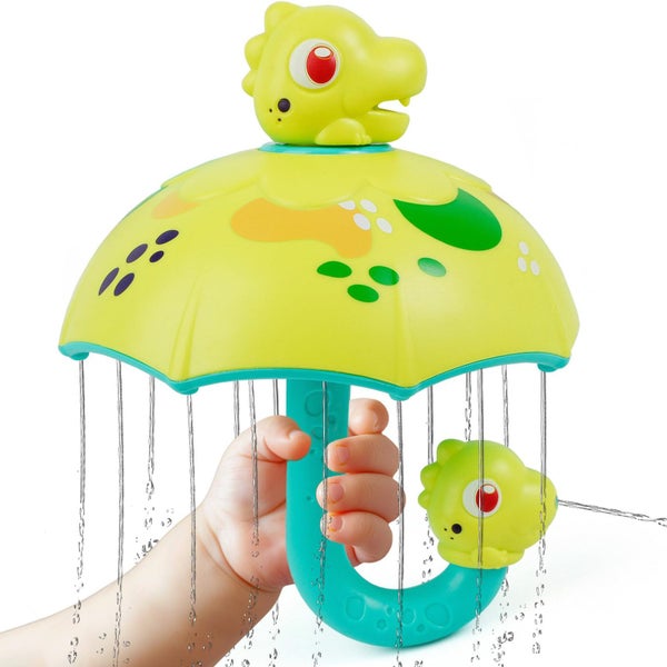 Toddler Dinosaur Bath Toy Umbrella Bubble Spray Water Fun Ages 1-4 Sink Pool Carousel 1