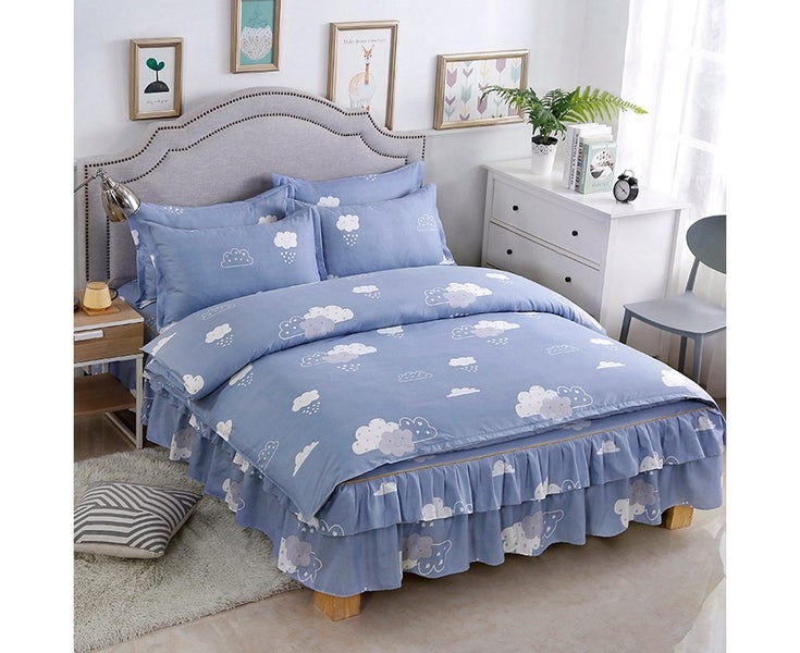 3pcs/set Ruffle-pleated Bed Skirt Bed Sheet Pillow Cases Breathable Bedding S Carousel 2