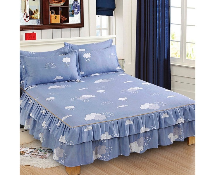 3pcs/set Ruffle-pleated Bed Skirt Bed Sheet Pillow Cases Breathable Bedding S Carousel 5