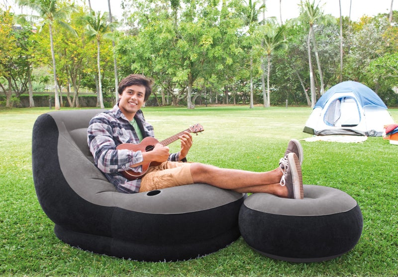 Intex Inflatable Relaxing Single Air Sofa Couch Chair + Foot Rest / Ottoman Carousel 4