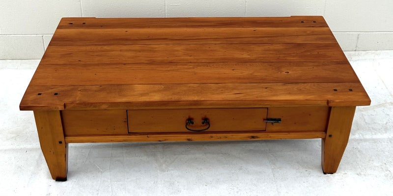 Stunning Solid Rimu French Coffee Table by Willetts Furniture Carousel 1