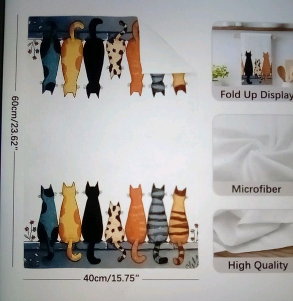 THE CATTAGE-Cute Cartoon Cat Tea/Hand Towels Add Colour & Whimsey To The Kitchen Carousel 6
