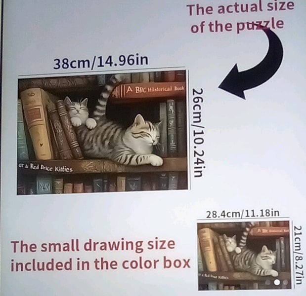 THE CATTAGE-1000pc Cute Cat Vintage Bookshelf Jigsaw For Puzzle & Cat Enthusiast Carousel 2