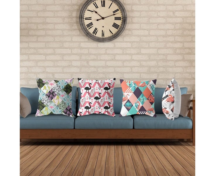 4 Pcs Throw Pillow Case Cushion Covers Home Decorative Square Pillowcases(Fla Carousel 2
