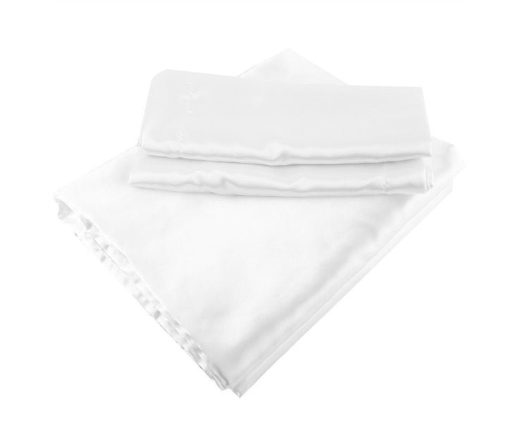 Solid Color Imitated Silk Satin Smooth Fitted Sheet Pillowcase Bedding Set (T Carousel 1