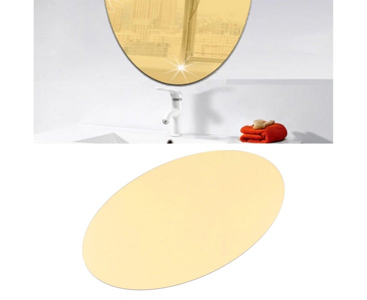 Removable Mirror Wall Sticker Oval Living Room Sofa Background Decoration Hom Carousel 2