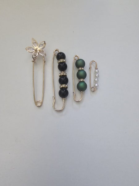 SCARF / HAJAB PINS SET OF 4 1 ADDITIONAL UNPHTOED PIN = 564524828523267110