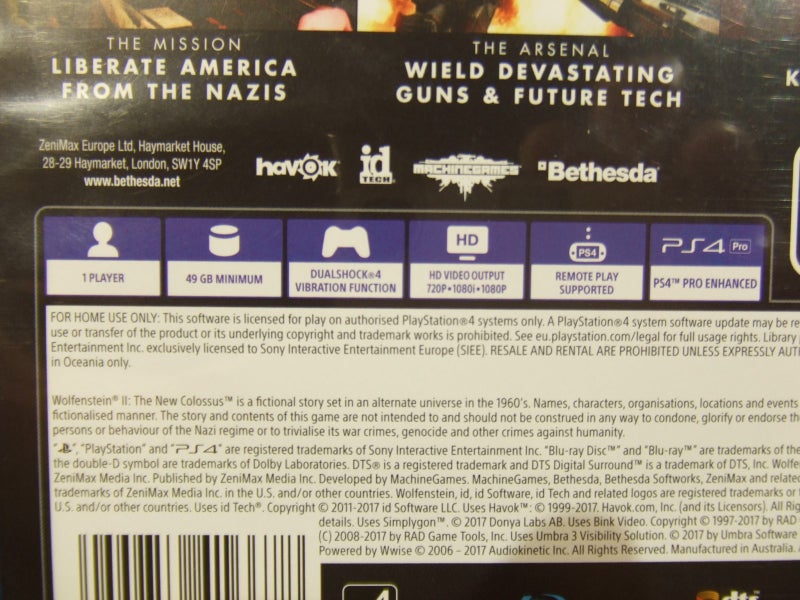 Wolfenstein II The New Colossus - PS4 Game - Excellent Condition Carousel 5