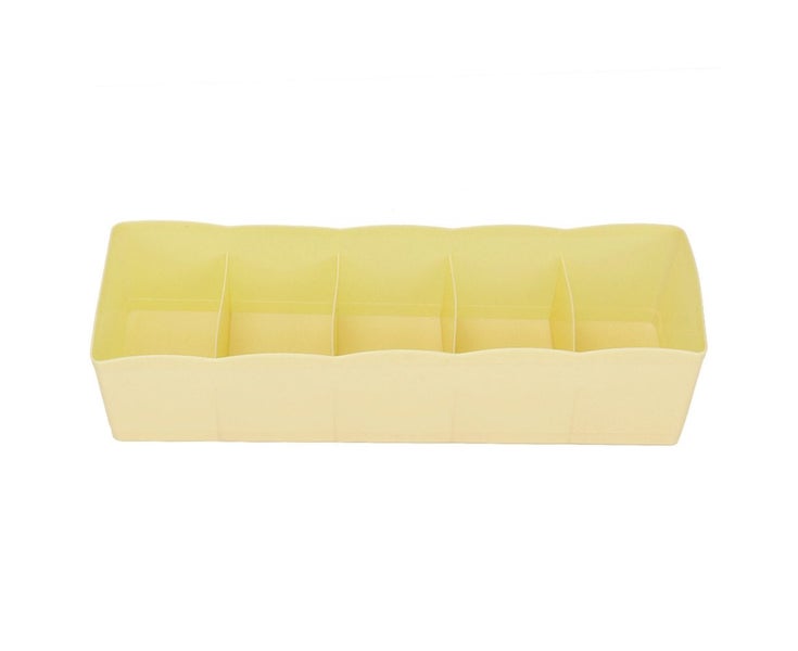Plastic Drawer Organizer Bra Underwear Socks Cube Basket With 5 Grids (Yellow Carousel 1