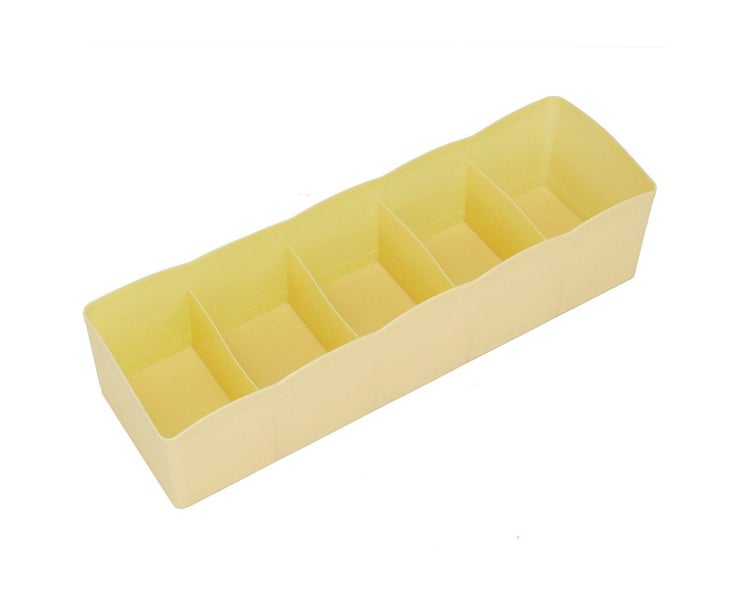 Plastic Drawer Organizer Bra Underwear Socks Cube Basket With 5 Grids (Yellow Carousel 2