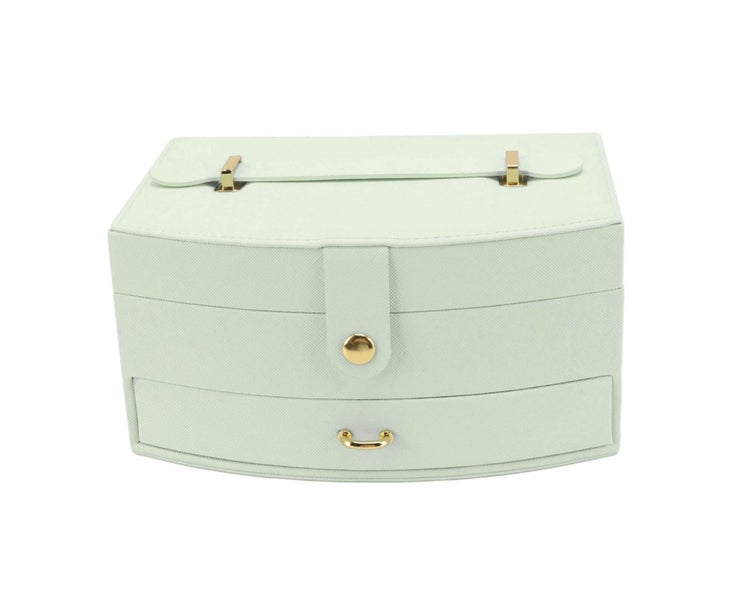 Travel Jewelry Case Portable 2 Layers PU Leather Jewelry Storage Holder Box w Carousel 1