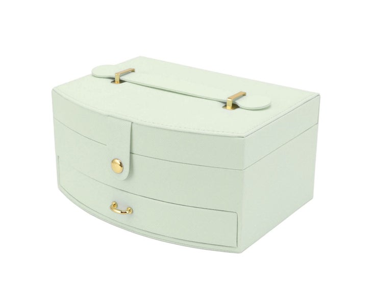 Travel Jewelry Case Portable 2 Layers PU Leather Jewelry Storage Holder Box w Carousel 2