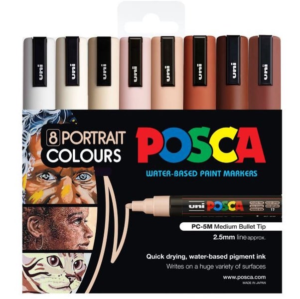 Posca Markers Portrait Medium Bullet 8 Pack Non Toxic Water Based Acid Free Carousel 1