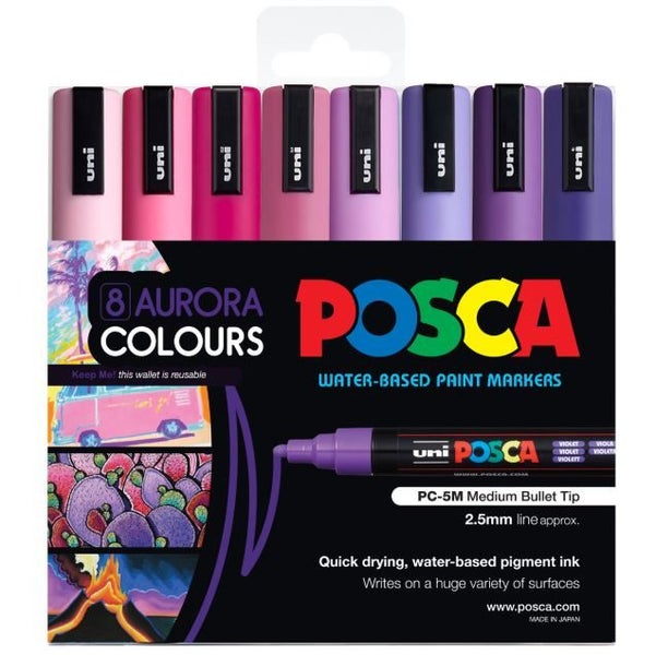 Posca Markers Aurora Medium Bullet 8 Pack Non Toxic Water Based Acid Free64394598955393110