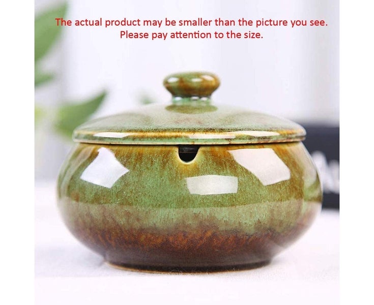 Ceramic Ashtray with Lids, Windproof, Cigarette Ashtray for Indoor or Outdoor Carousel 2