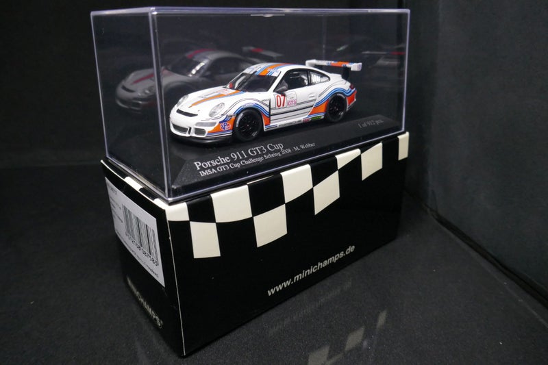 Minichamps 1/43 Porsche 911 GT3 Cup #07 Mark Webber IMSA GT3 Challenge 2008 Carousel 1