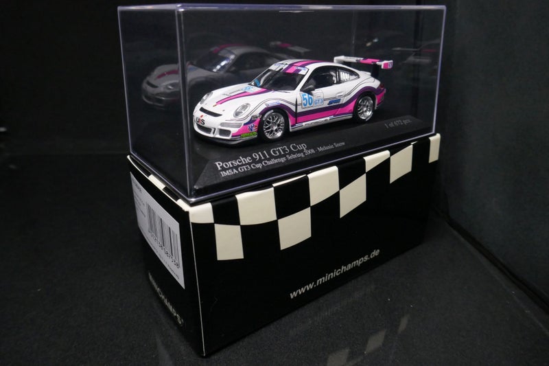 Minichamps 1/43 Porsche 911 GT3 Cup #56 Melanie Snow IMSA GT3 Challenge 2008 Carousel 1