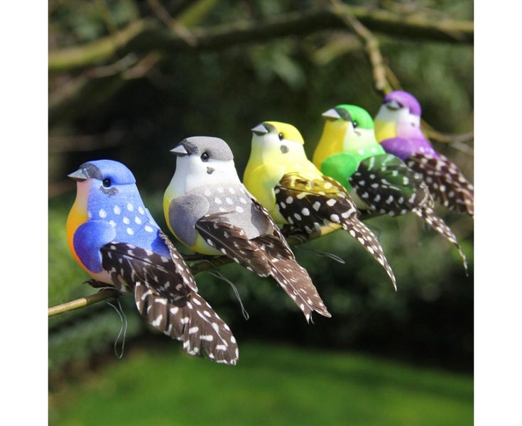 12Pcs Colorful Handmade Artificial Simulated Bird Home Garden Wedding Decora Carousel 2